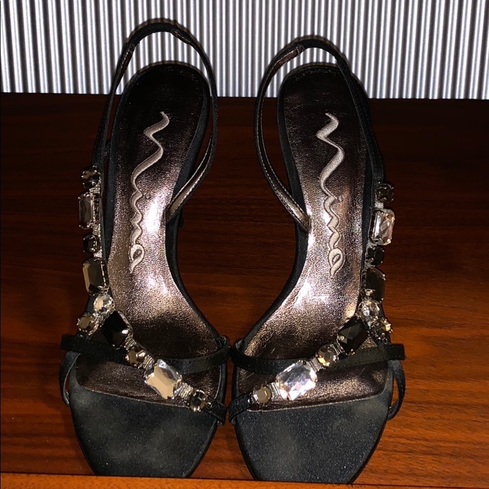 NINA black high heel with jewels